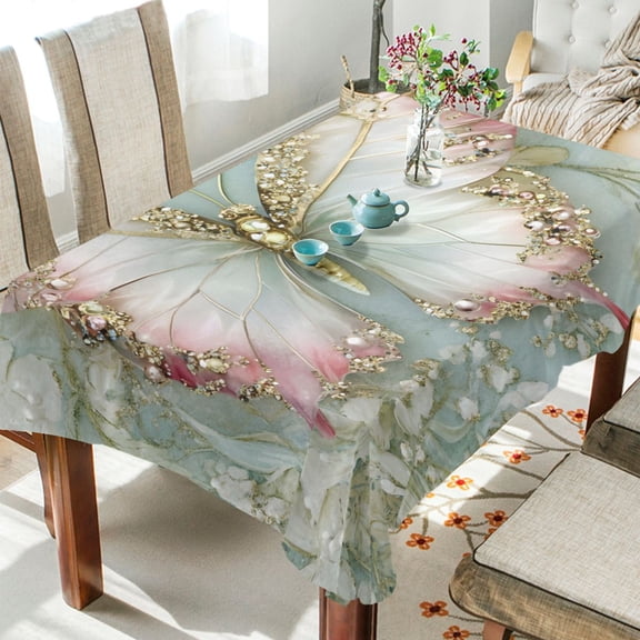 BZSMCE Square Tablecloth Pink Butterfly Pattern Tableclothes