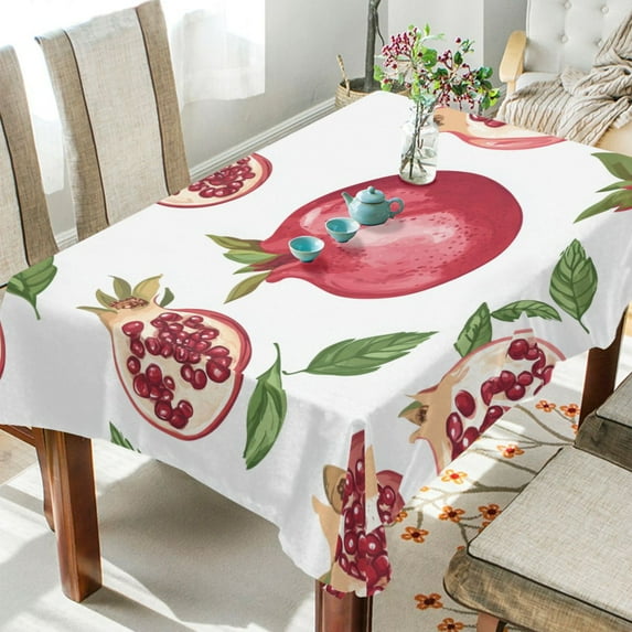 BZSMCE Square Tablecloth Plump Pomegranate Pattern Tableclothes