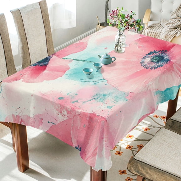 BZSMCE Square Tablecloth Poppy Splash Pattern Tableclothes