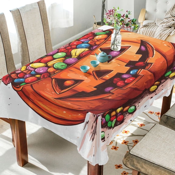 BZSMCE Square Tablecloth Pumpkin Candy Pattern Pattern Tableclothes