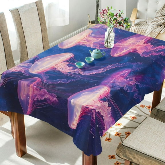 BZSMCE Square Tablecloth Purple Jellyfish Painting Pattern Tableclothes