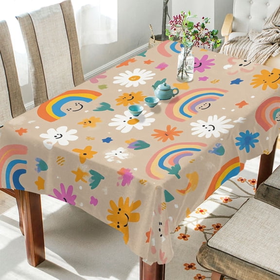 BZSMCE Square Tablecloth Rainbow Dream Pattern Tableclothes
