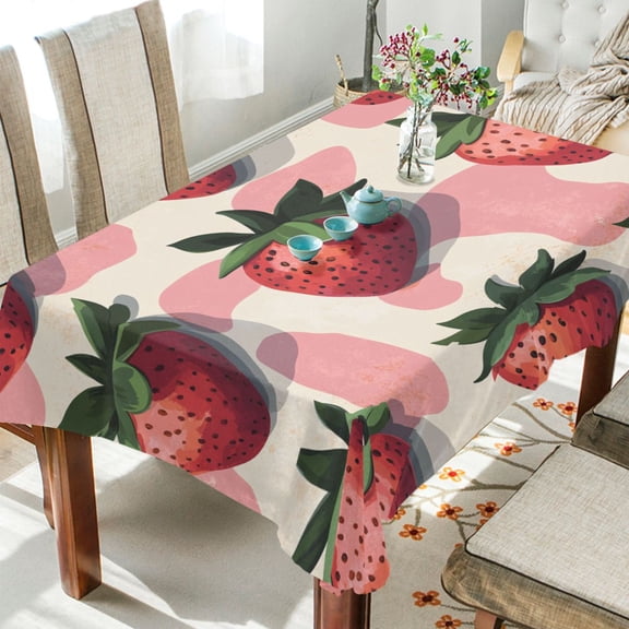 BZSMCE Square Tablecloth Red Strawberry Pattern Tableclothes
