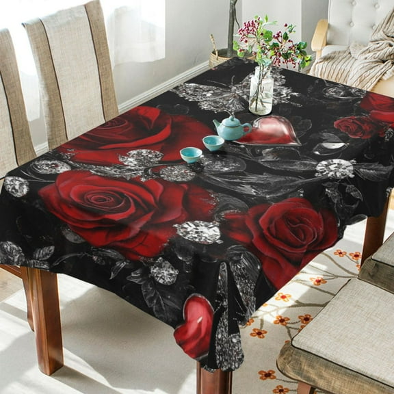 BZSMCE Square Tablecloth Romance in Bloom Pattern Tableclothes