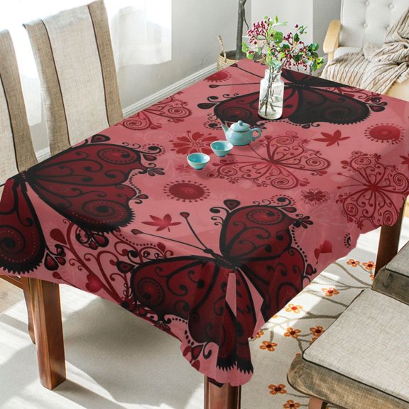 BZSMCE Square Tablecloth Ruby Gothic Butterfly Pattern Tableclothes