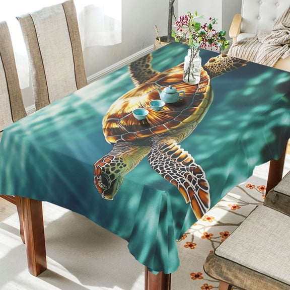 BZSMCE Square Tablecloth Sea Turtle Pattern Tableclothes