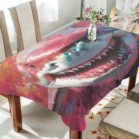 BZSMCE Square Tablecloth Sharks Attack Scene Pattern Tableclothes