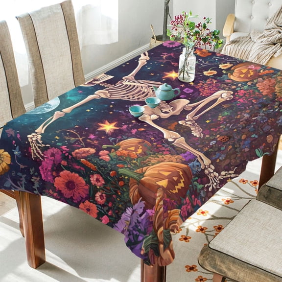 BZSMCE Square Tablecloth Skeleton Dancer Pattern Pattern Tableclothes