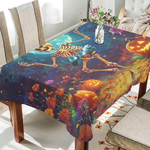 BZSMCE Square Tablecloth Skeleton Dancer Pattern Tableclothes