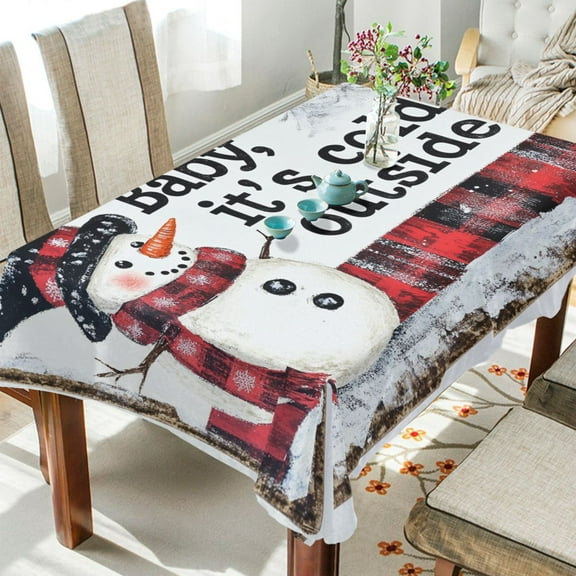 BZSMCE Square Tablecloth Smiled Snowman Pattern Tableclothes