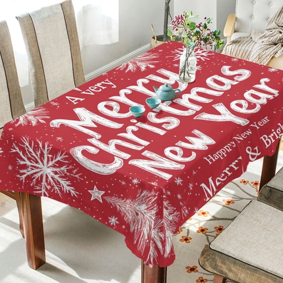 BZSMCE Square Tablecloth Snowtreen and Snowflak for Christmas Pattern Tableclothes