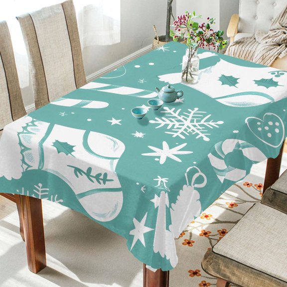 BZSMCE Square Tablecloth Socks Sugar Snowflakes Pattern Pattern Tableclothes