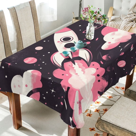 YAZAOO Square Tablecloth Spaceship Pinting Pattern Tableclothes