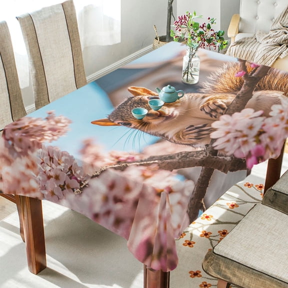 BZSMCE Square Tablecloth Springtime Smiles Pattern Tableclothes