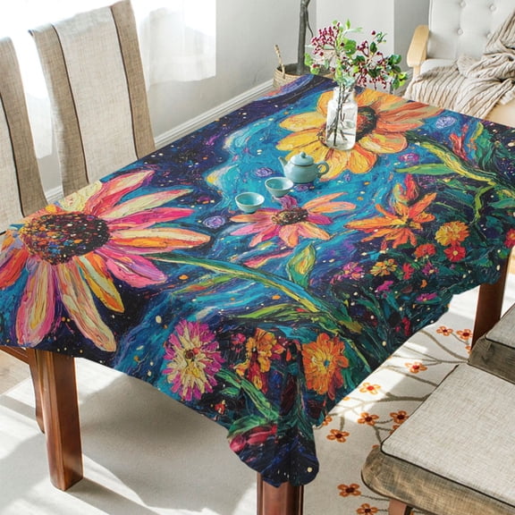 BZSMCE Square Tablecloth Starlit Sunrise Pattern Tableclothes