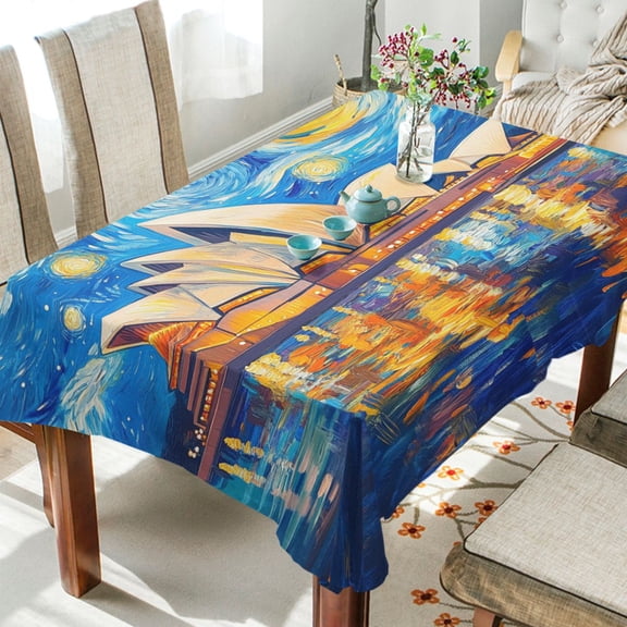 BZSMCE Square Tablecloth Starlit Symphony Pattern Tableclothes