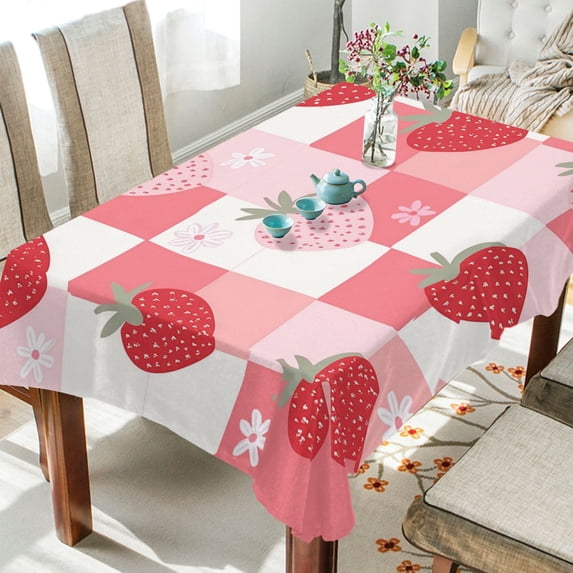 BZSMCE Square Tablecloth Strawberry Delight Pattern Tableclothes ...