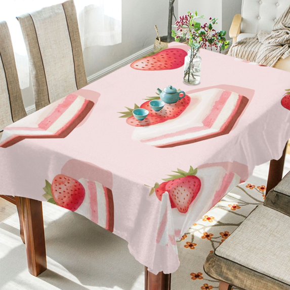 BZSMCE Square Tablecloth Strawberry Dessert Pattern Tableclothes