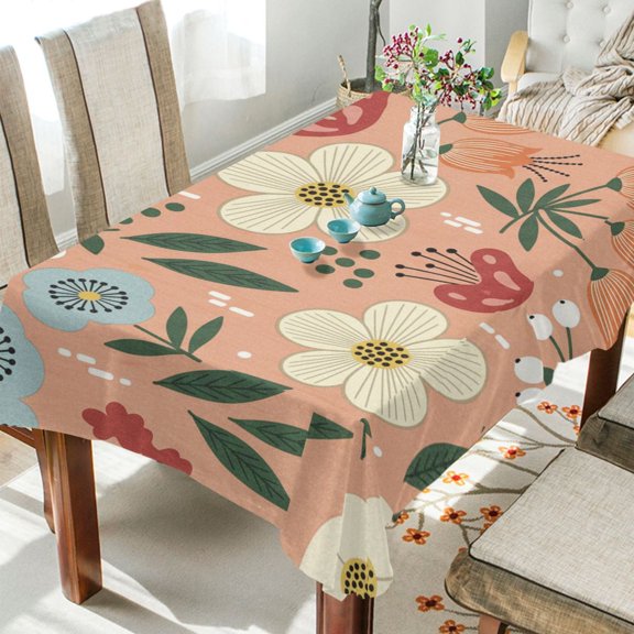 BZSMCE Square Tablecloth Strawberry Leaf Floral Watercolor Beautiful Pattern Tableclothes