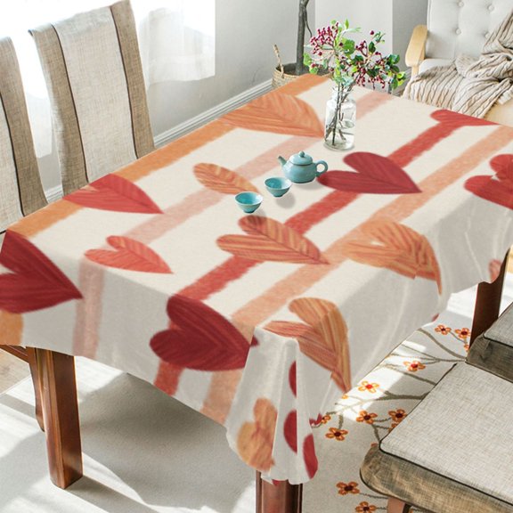 BZSMCE Square Tablecloth Strawberry Leaf Retro Love Lines Pattern Tableclothes