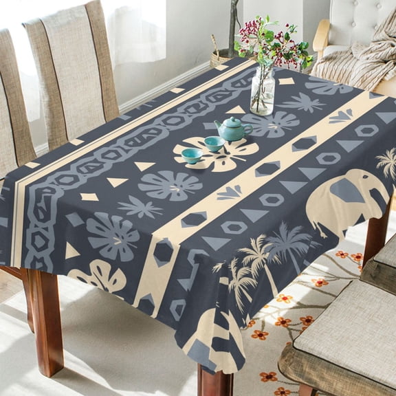 BZSMCE Square Tablecloth Strawberry Leaf Tropical Leave Palm Elephant Pattern Tableclothes