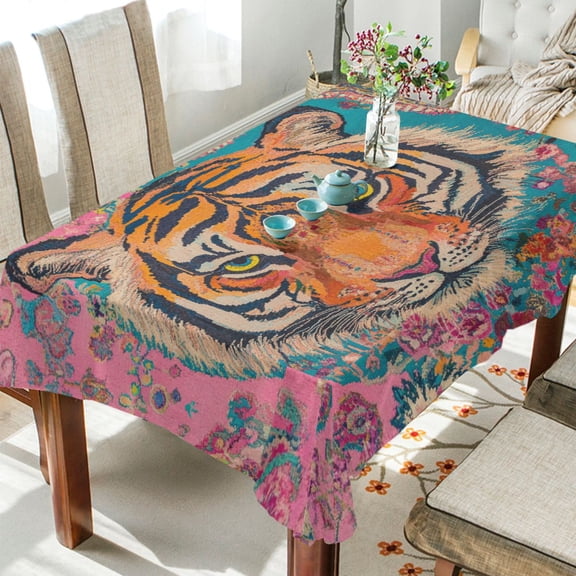 BZSMCE Square Tablecloth Stripes on Pink Pattern Tableclothes