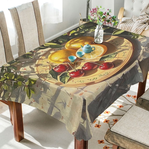 BZSMCE Square Tablecloth Sun Lemon Painting Pattern Tableclothes