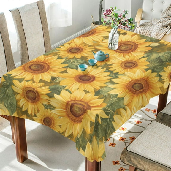 BZSMCE Square Tablecloth Sunflower Pattern Tableclothes