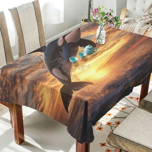 BZSMCE Square Tablecloth Sunrise Splash Pattern Tableclothes