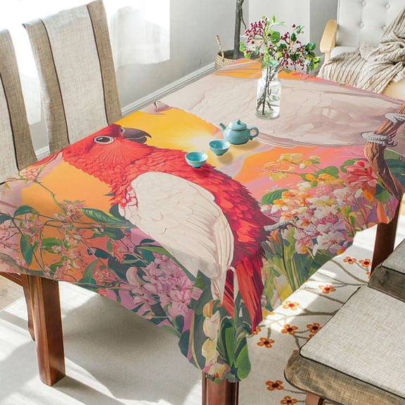 BZSMCE Square Tablecloth Sunset Conversations Pattern Tableclothes