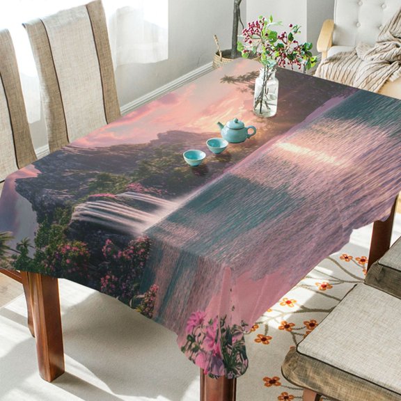 BZSMCE Square Tablecloth Sunset Serenity Pattern Tableclothes