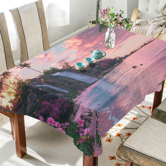 BZSMCE Square Tablecloth Sunset Serenity Pattern Tableclothes