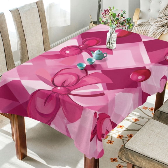 BZSMCE Square Tablecloth Sweet Bow Ties Pattern Tableclothes