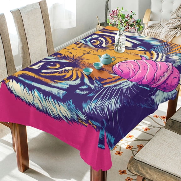 BZSMCE Square Tablecloth Sweet Roar Pattern Tableclothes