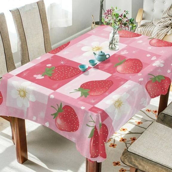 BZSMCE Square Tablecloth Sweet Strawberry Pattern Tableclothes