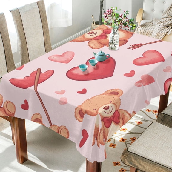 BZSMCE Square Tablecloth Sweetheart Bears Pattern Tableclothes