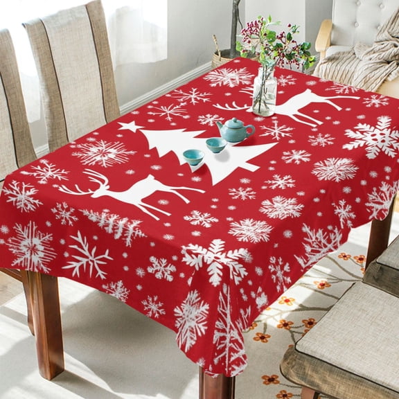 BZSMCE Square Tablecloth The Deer Sonwflake Pattern Pattern Tableclothes