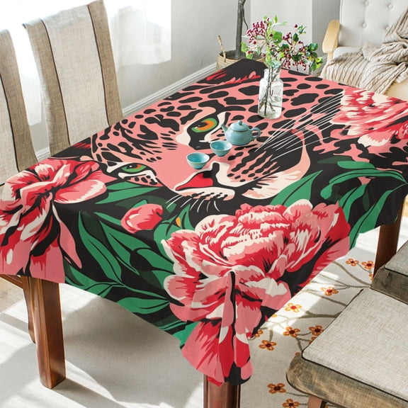 BZSMCE Square Tablecloth The Leaping Leopard Pattern Tableclothes
