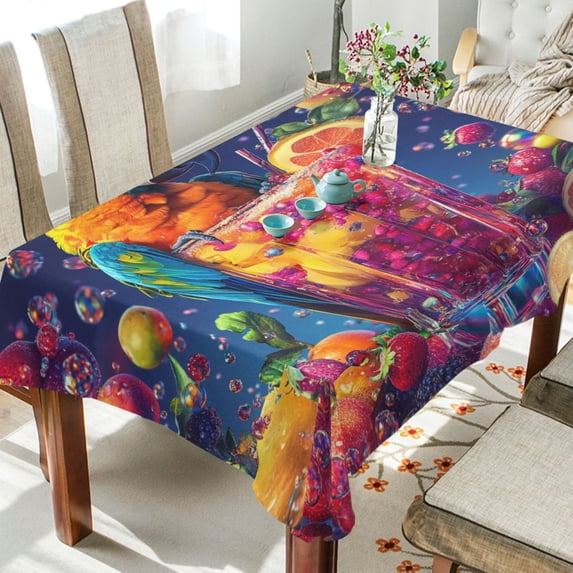 BZSMCE Square Tablecloth Tropical Paradise Parrot Pattern Tableclothes
