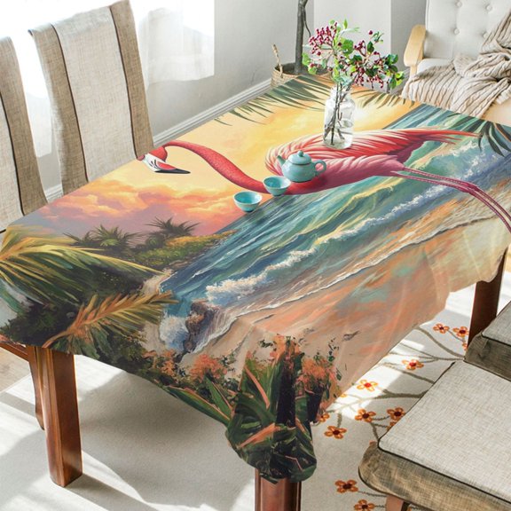 BZSMCE Square Tablecloth Tropical Serenity Pattern Tableclothes
