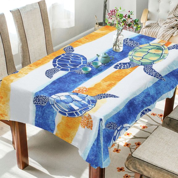 BZSMCE Square Tablecloth Turtle Parade Pattern Tableclothes