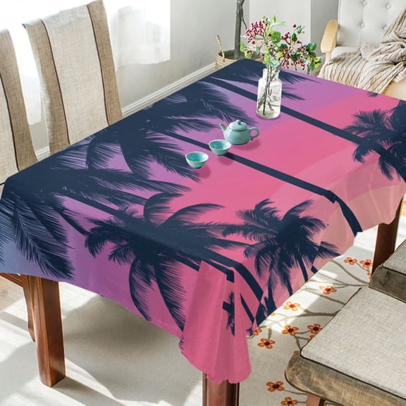 BZSMCE Square Tablecloth Twilight Oasis Pattern Tableclothes