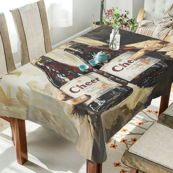 BZSMCE Square Tablecloth Two Bottles Of Cheer Pattern Tableclothes