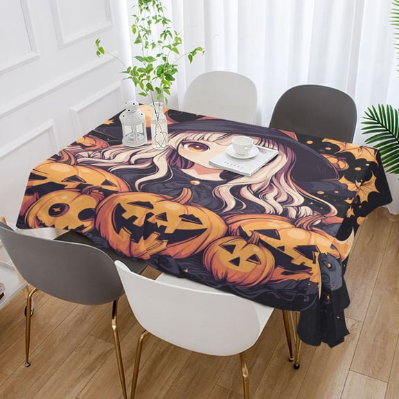 BZSMCE Square Tablecloth Vibrant Anime Witch Pattern Tableclothes