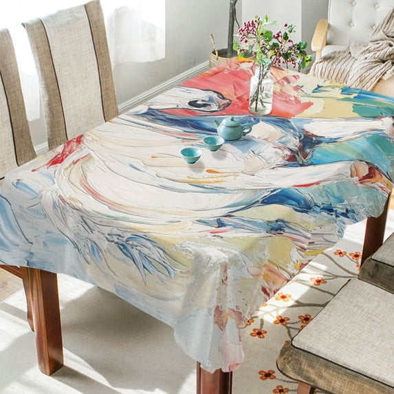 BZSMCE Square Tablecloth Vibrant Dash Pattern Tableclothes