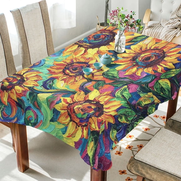 BZSMCE Square Tablecloth Vibrant Sunflowers in Bloom Pattern Tableclothes