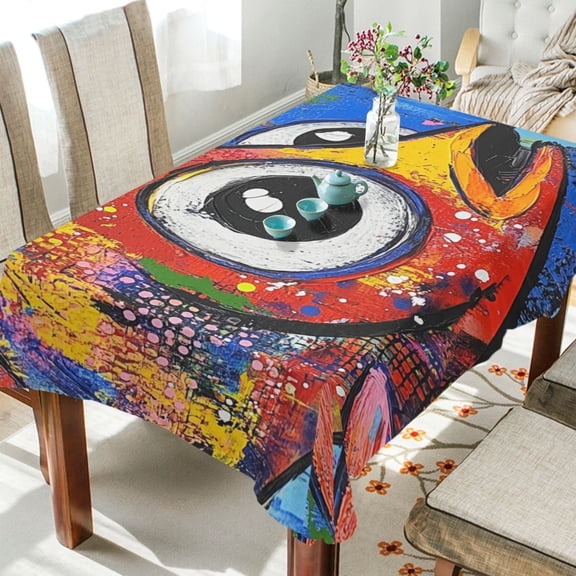 BZSMCE Square Tablecloth Whimsical Fin Pattern Tableclothes