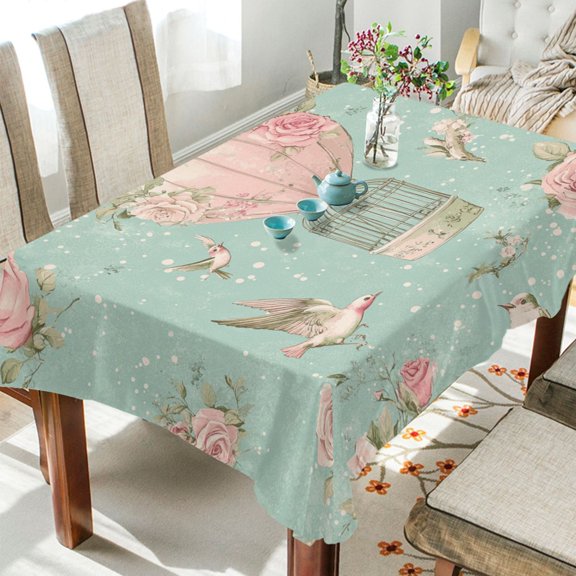 BZSMCE Square Tablecloth Whimsical Floral Ballooning Pattern Tableclothes