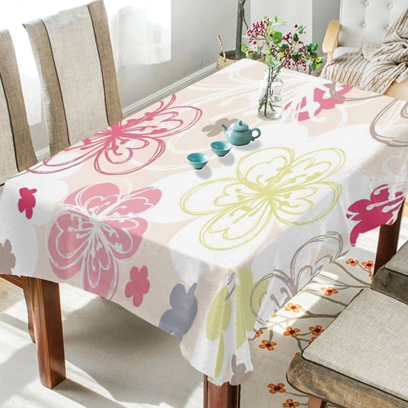 BZSMCE Square Tablecloth Whimsical Sketch Florals Pattern Tableclothes