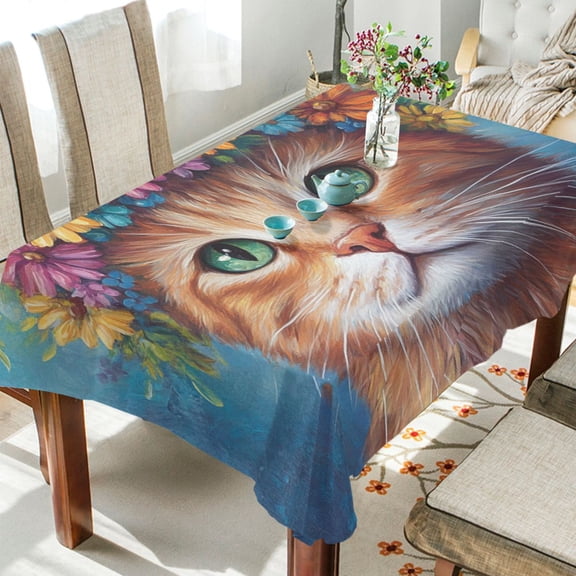 BZSMCE Square Tablecloth Whimsical Whiskers Pattern Tableclothes